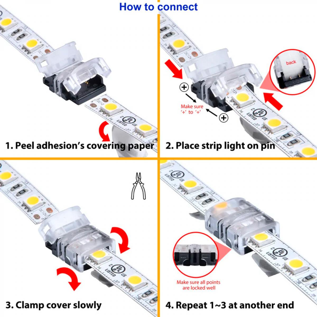 Conector de Hipopótamo L para Tira LED IP65 10MM 4PIN