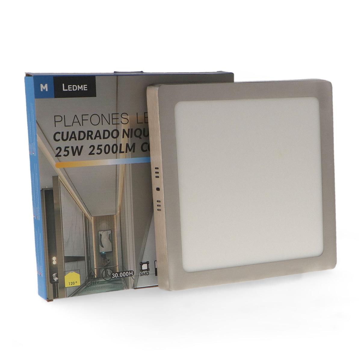 Panel de Superficie Niquel Cuadrado 25W CCT