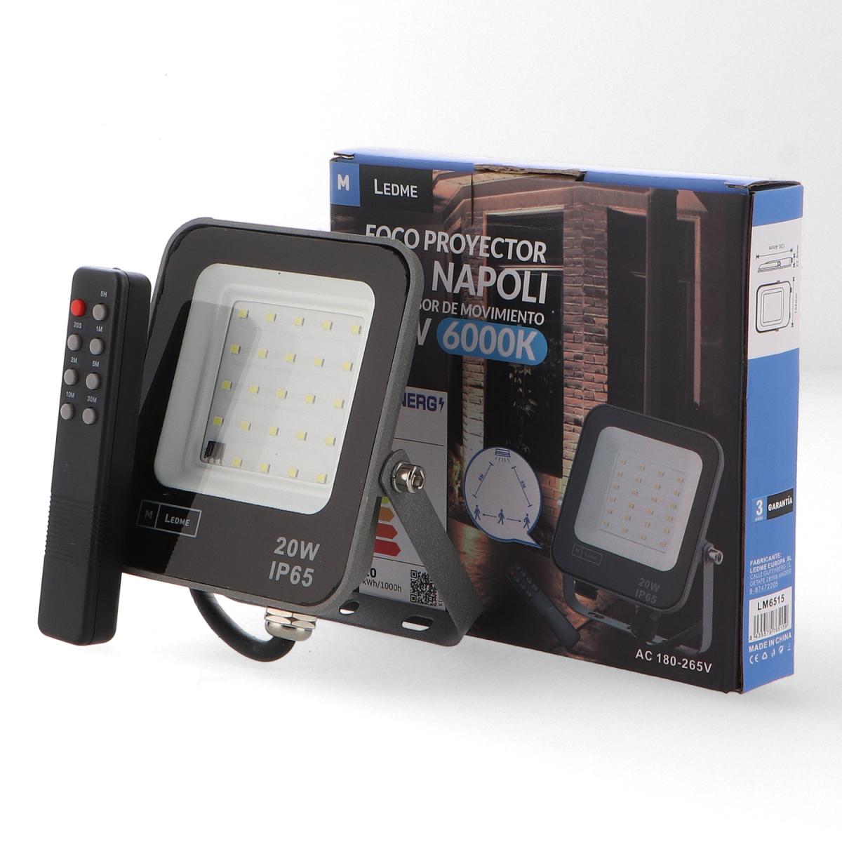Foco Proyector Led Napoli 20W con Sensor de movimiento