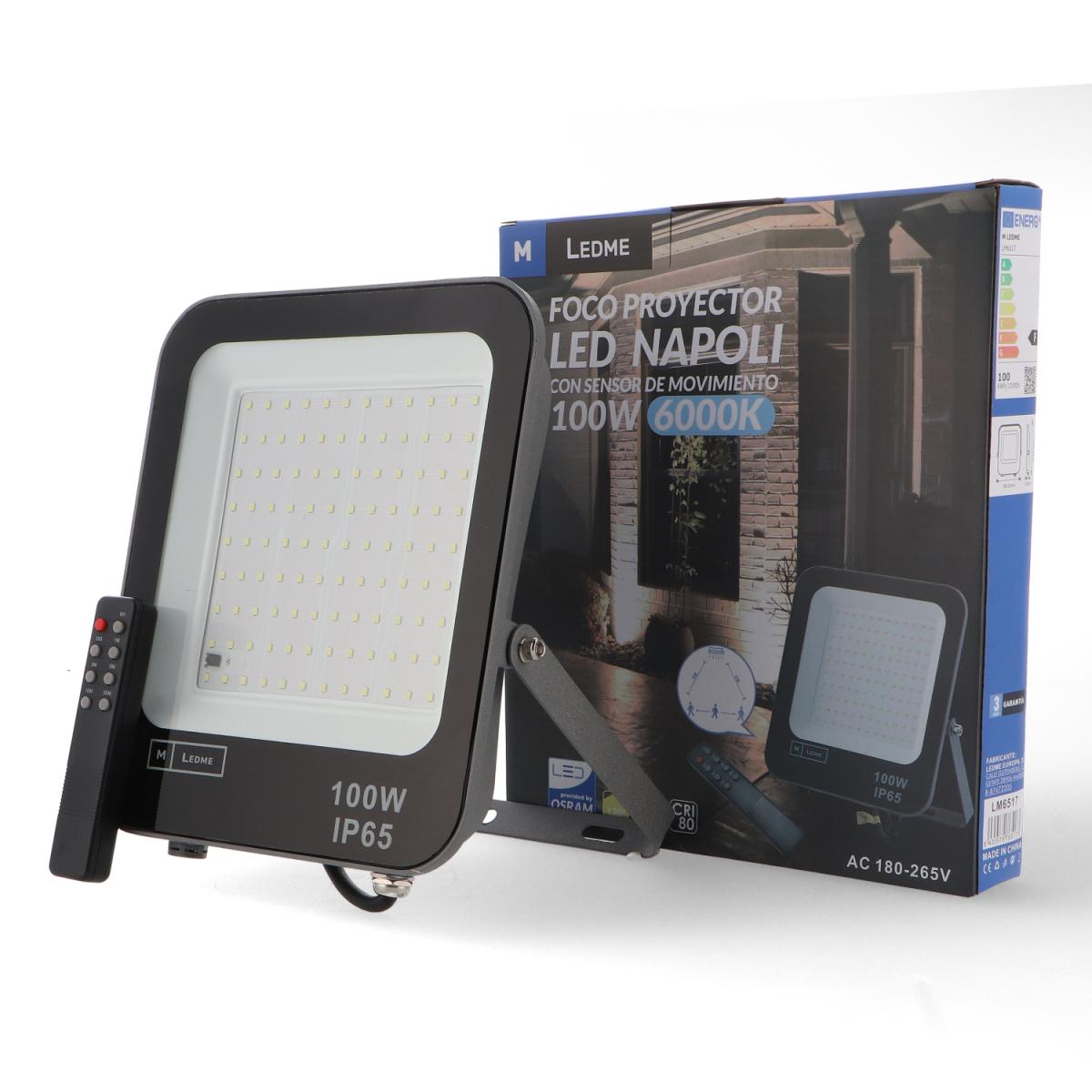Foco Proyector Led Napoli 100W con Sensor de movimiento
