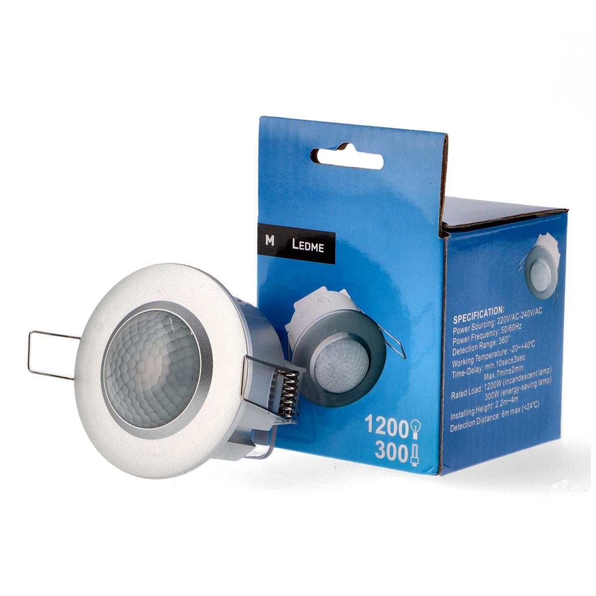 Detector de movimiento PIR 360º Empotrable Silver