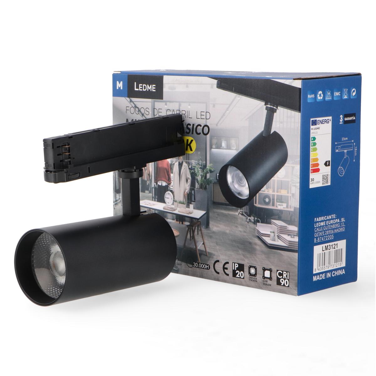 Foco LED para carril Milan 30W Trifásico