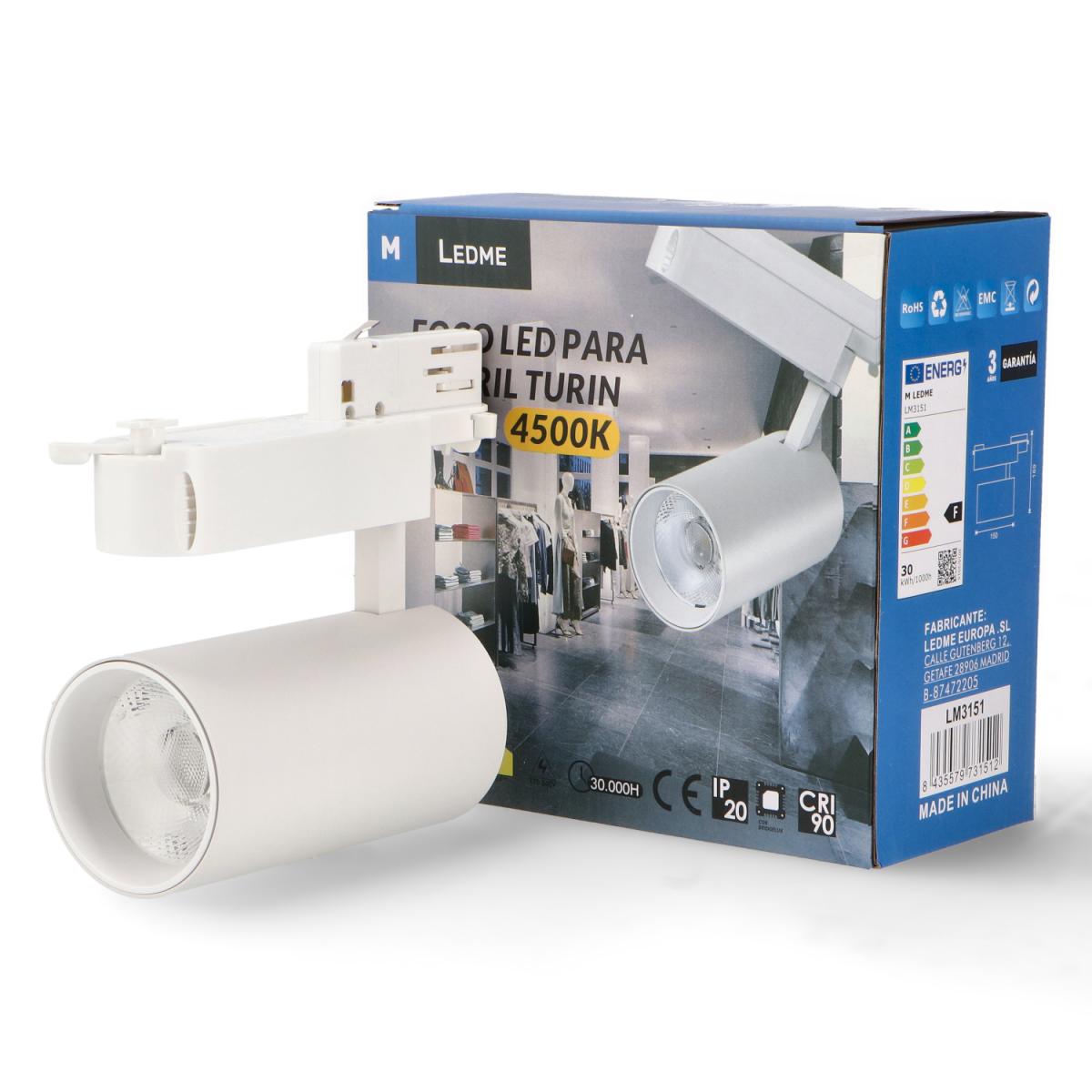 Foco Led Para Carril Blanco Turin 30W Trifásico