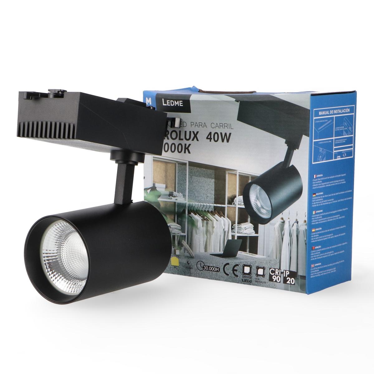 Foco LED para carril Prolux Negro 40W Monofásico - DSC