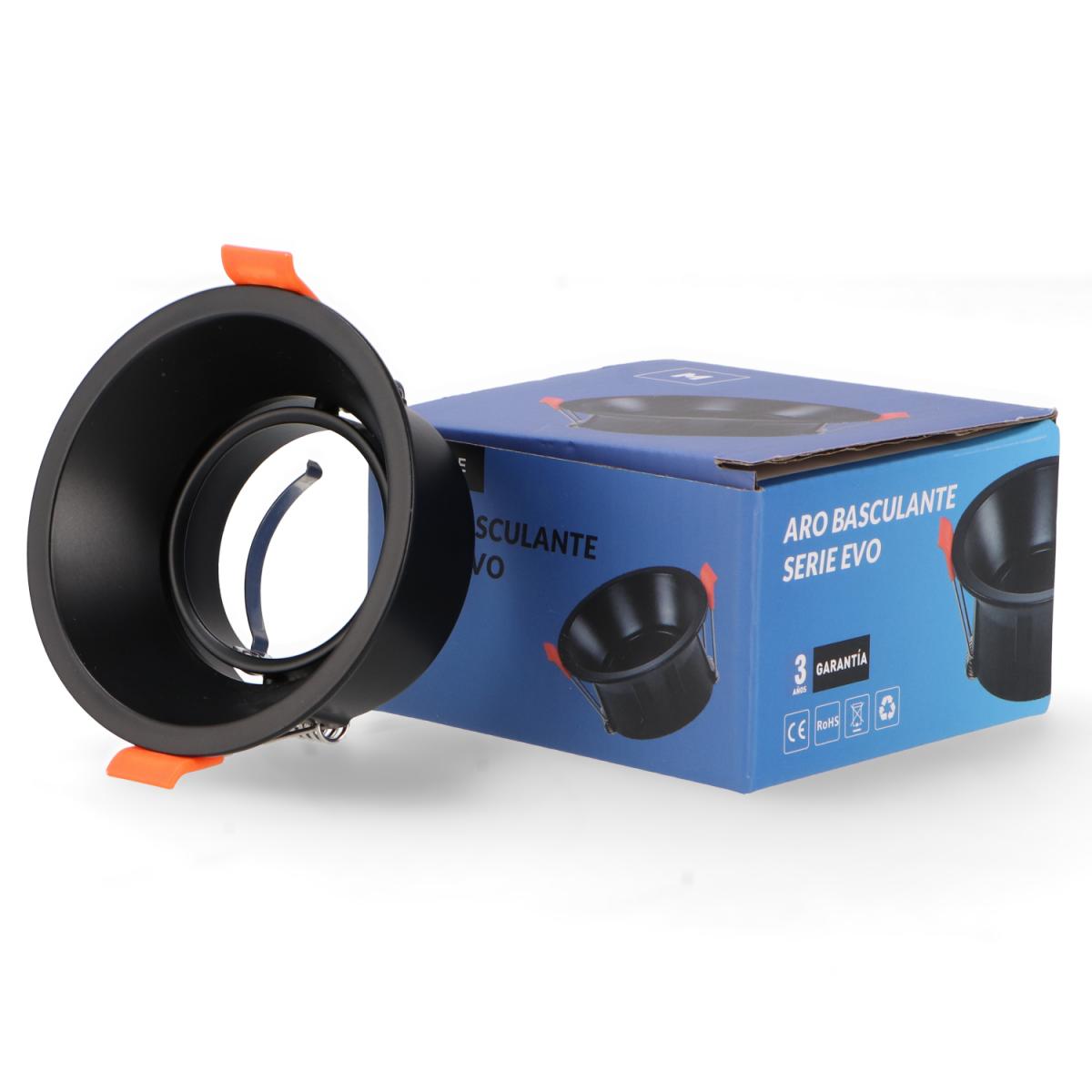 Aro Basculante Redondo Negro Serie Evo Para Gu10/mr16