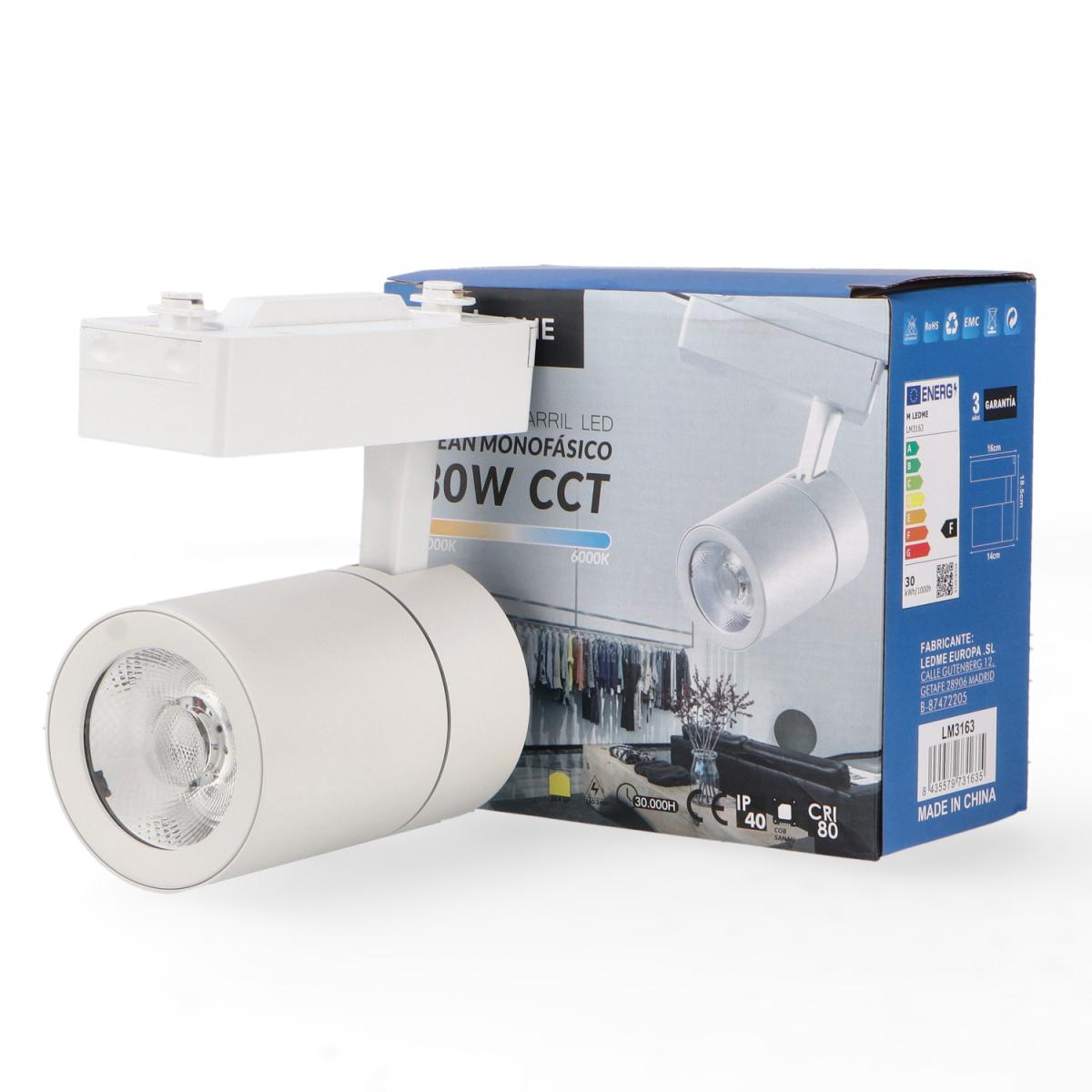 Foco LED para carril Clean 30W Monofásico CCT