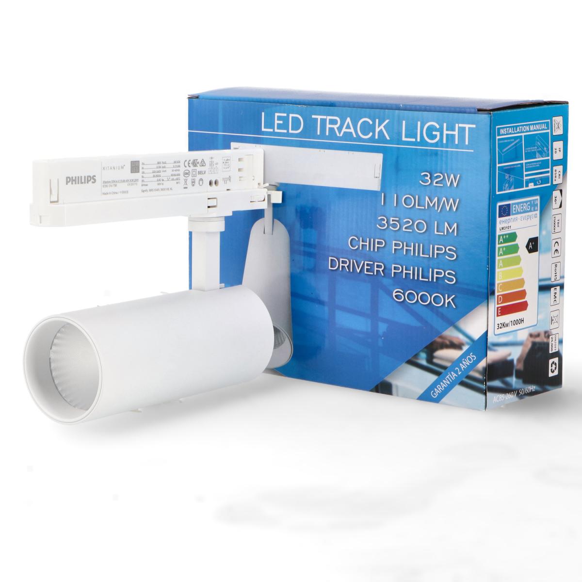 Foco LED para carril Lepsie 32W Trifásico No Flicker