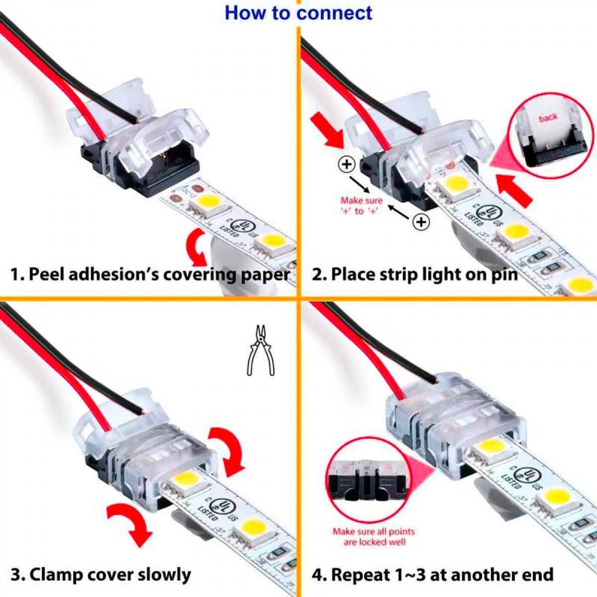Conector de Hipopótamo para Tira LED y cable IP65 10MM 4PIN