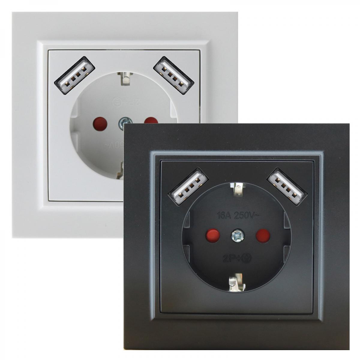 Enchufe Empotrable Tipo F Schuko Con Doble USB - EP