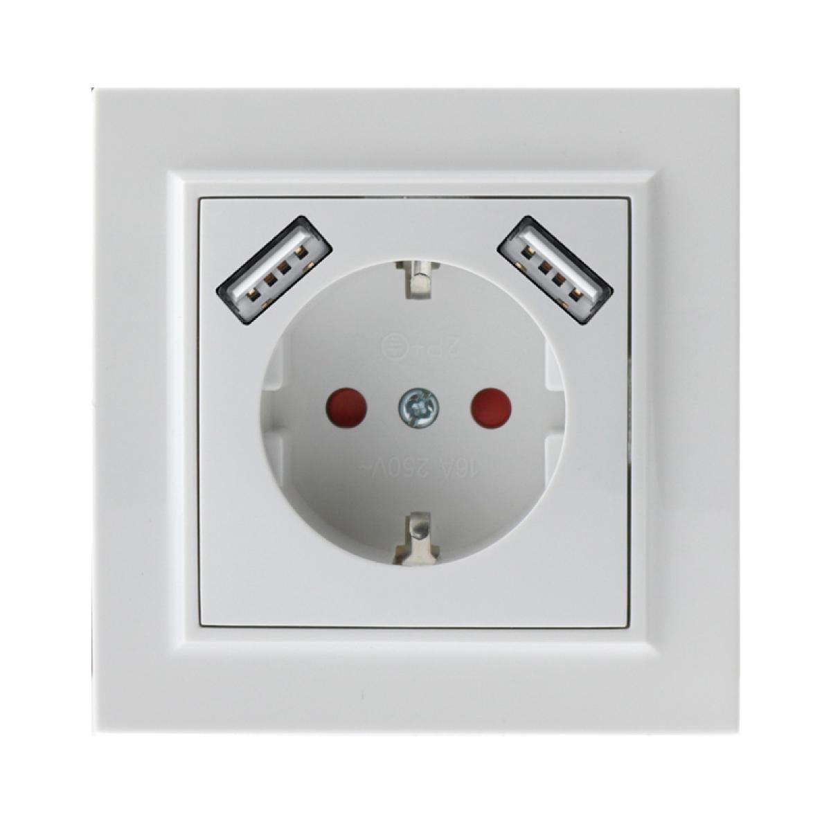 Enchufe Empotrable Tipo F Schuko Con Doble USB - EP