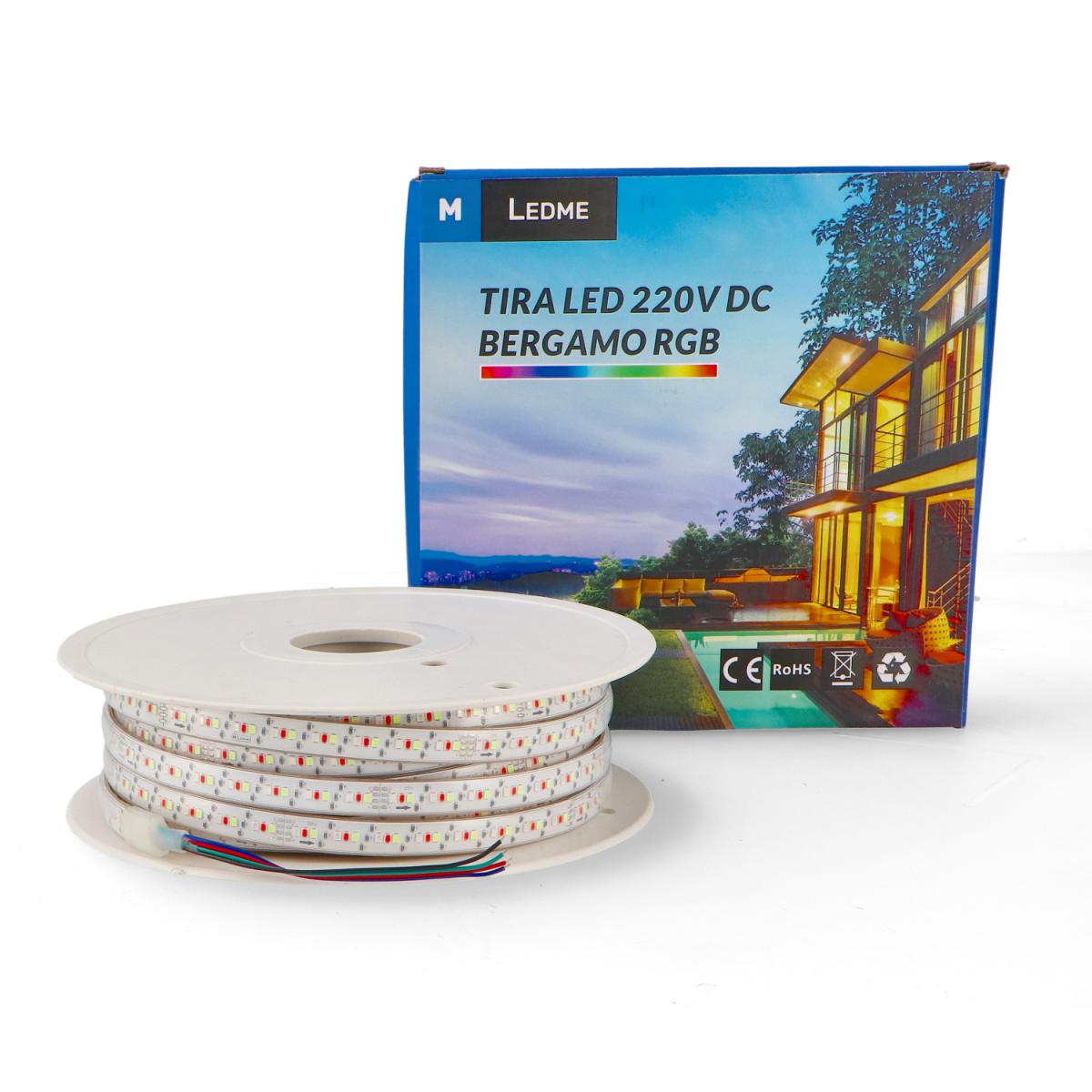 Tira de LED 220VAC SMD2835 Bergamo 13W/m IP65 RGB - 25 metros
