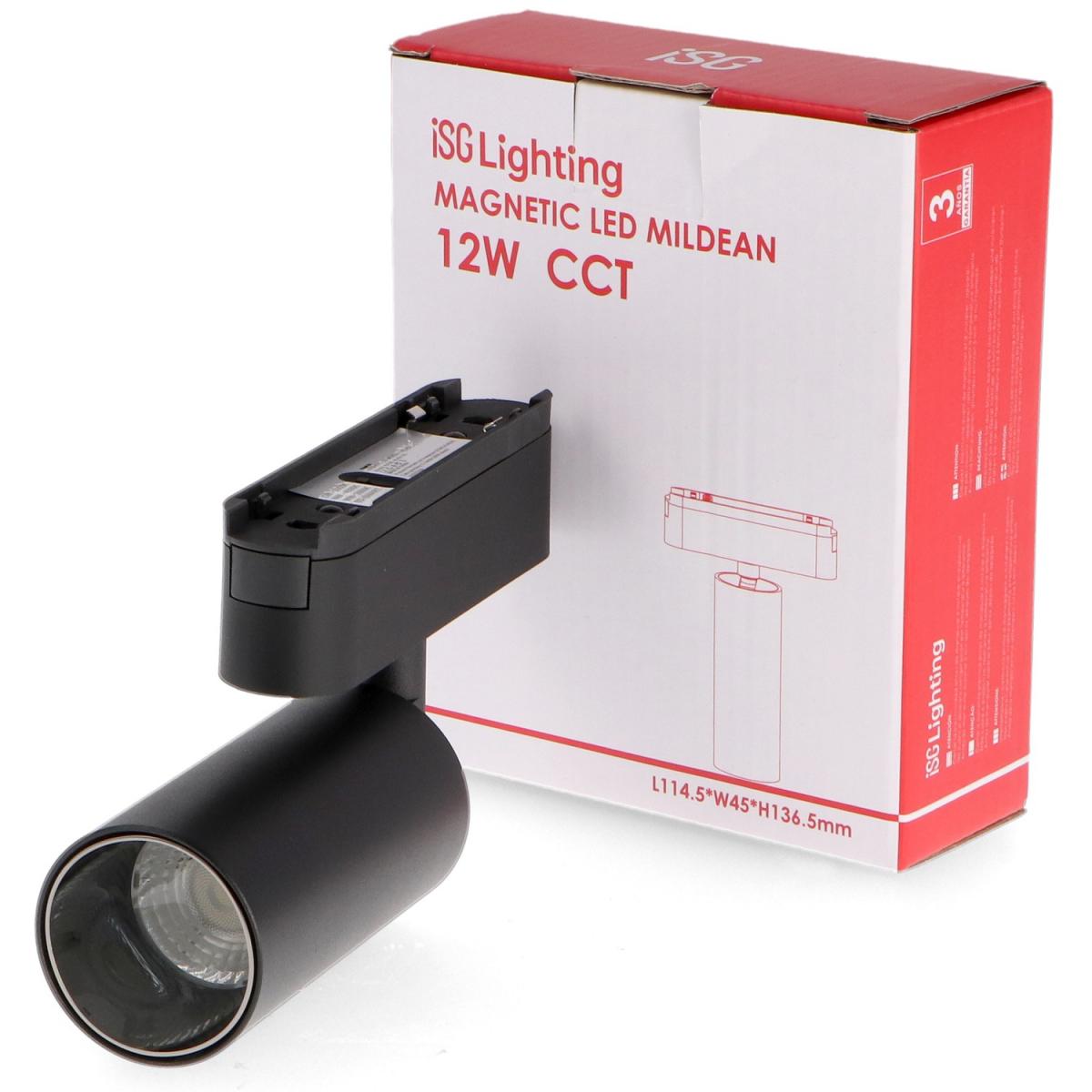 Foco LED Mildean Serie 5mm 12W para carril magnético Negro 42V