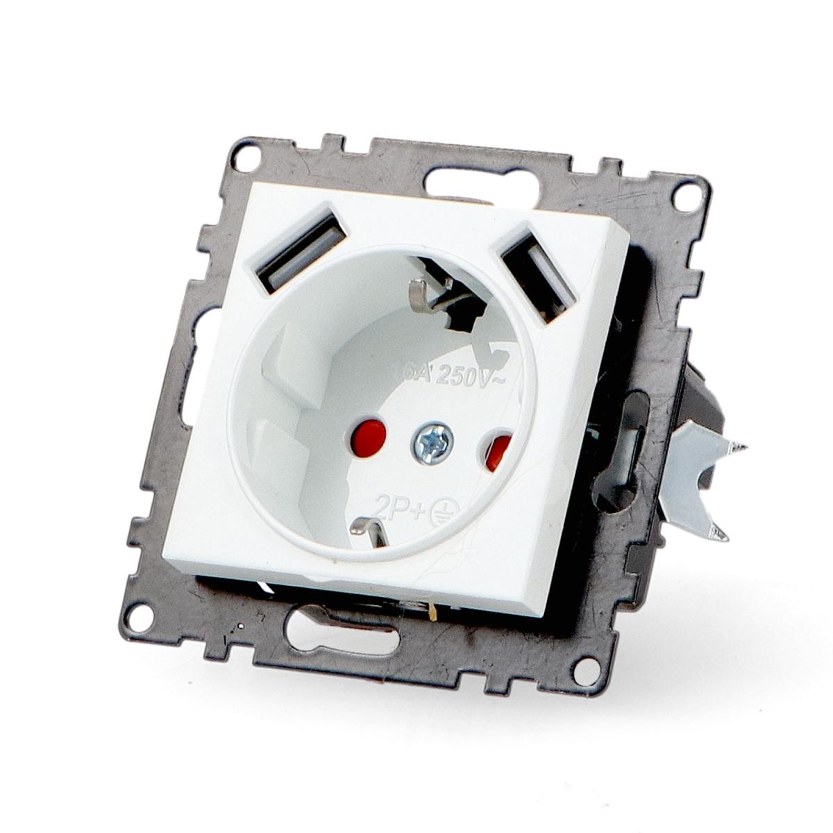 Enchufe Empotrable Tipo Schuko con USB  - PJ