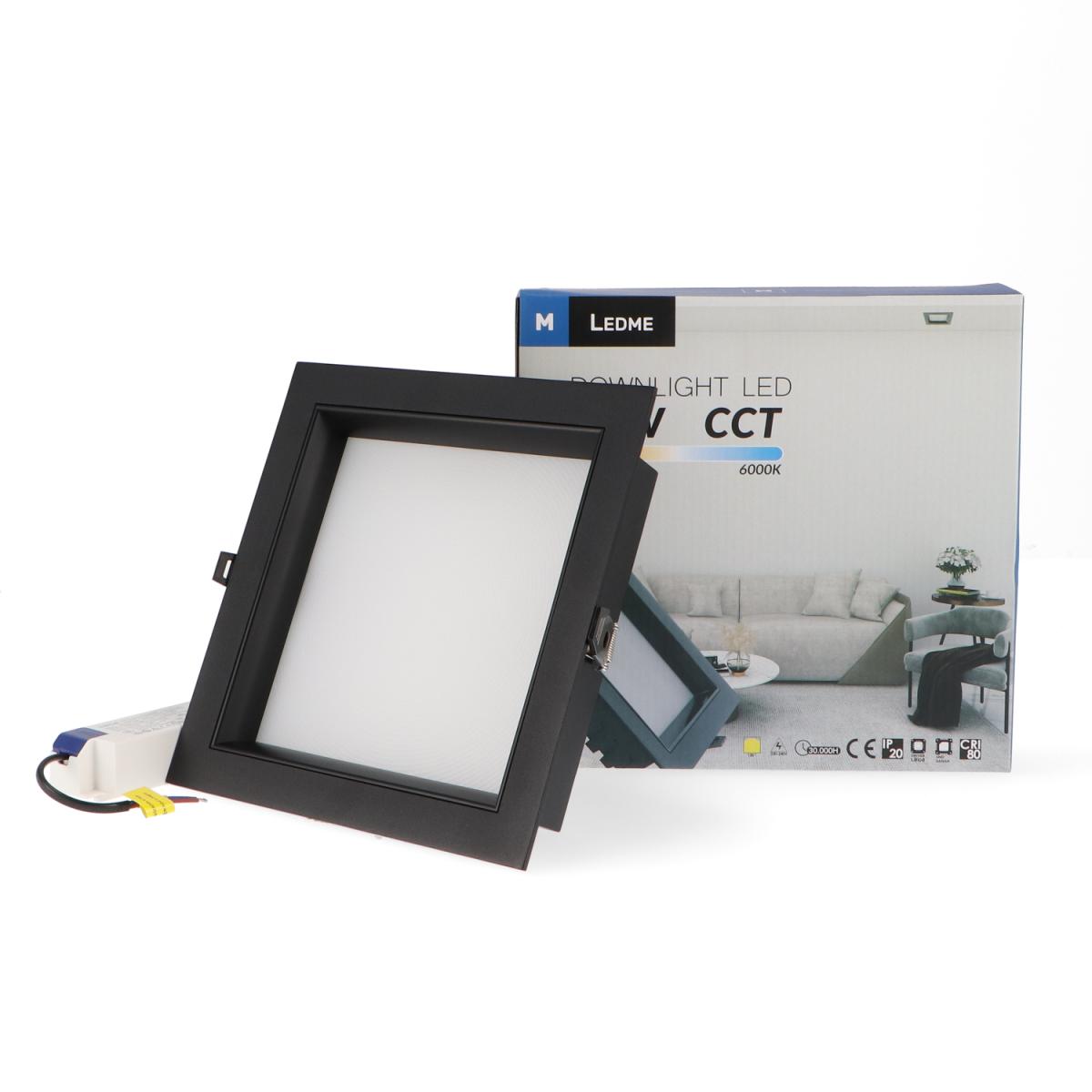 Downlight LED Cuadrado 30W Negro