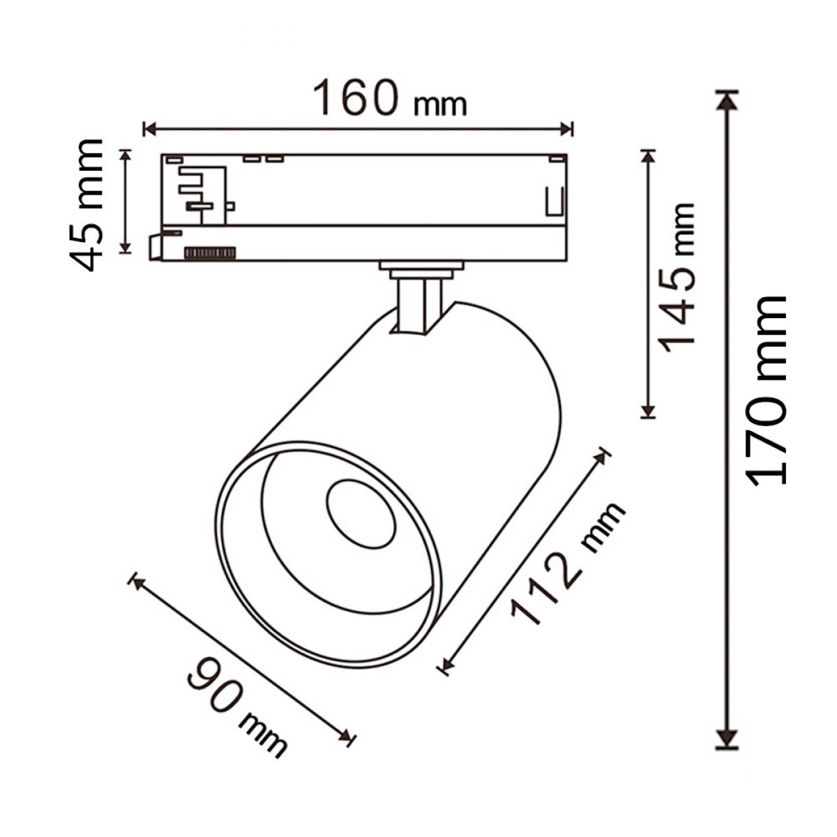 Foco LED para carril White Air 30W Trifásico No Flicker