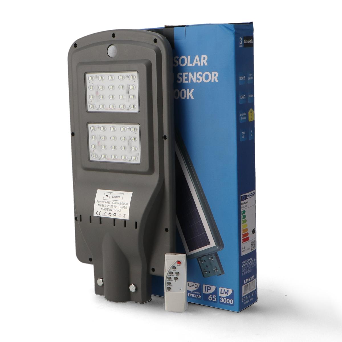 Farola Solar LED para Alumbrado Público 40W con Sensor