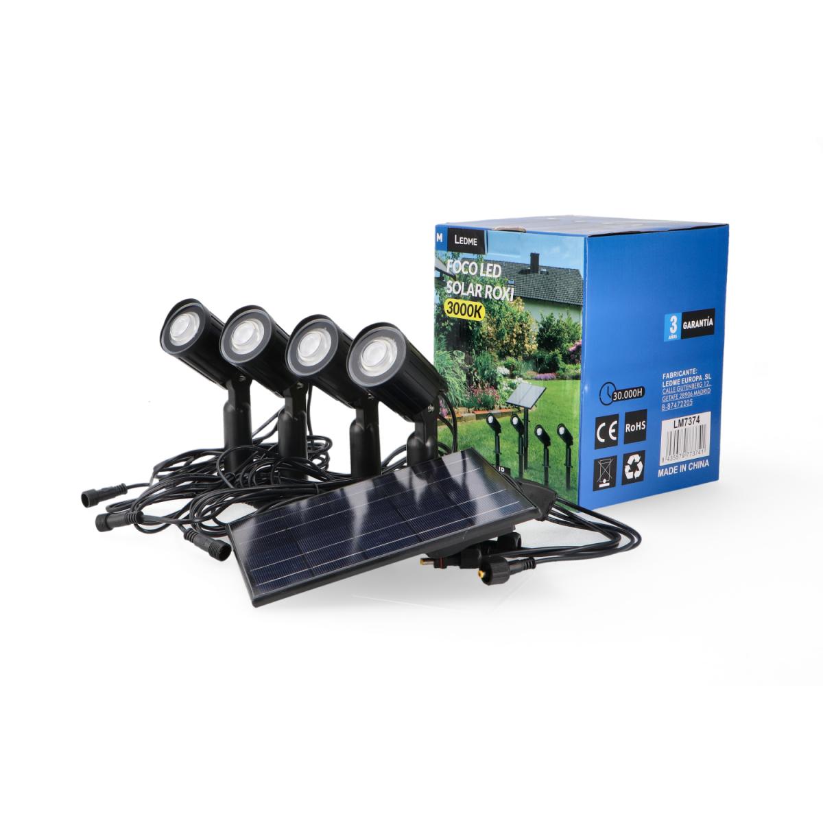 Kit de 4 Focos Solares LED con Pincho Roxi