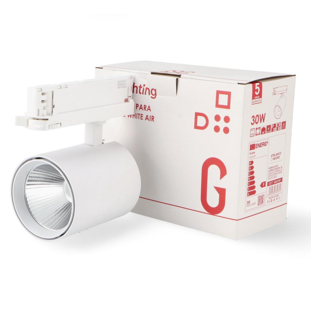 Foco LED para carril White Air 30W Trifásico No Flicker