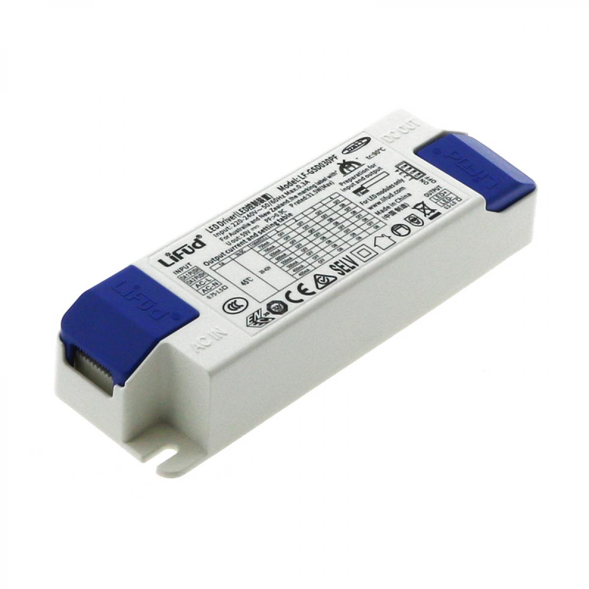 Driver Lifud Regulable Dali Salida 20-42V Dc 30W No Flicker LF-GSD030PF