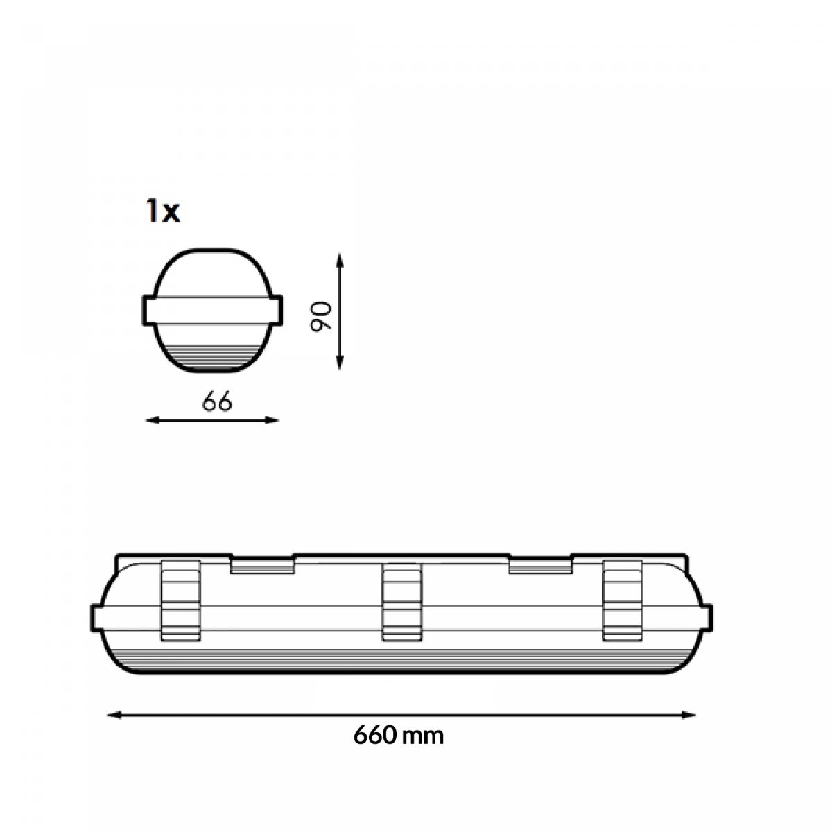Pantalla Estanca para un tubo LED Platno 600 mm