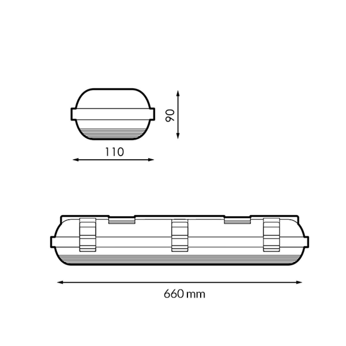 Pantalla Estanca para dos tubo LED Platno 600 mm