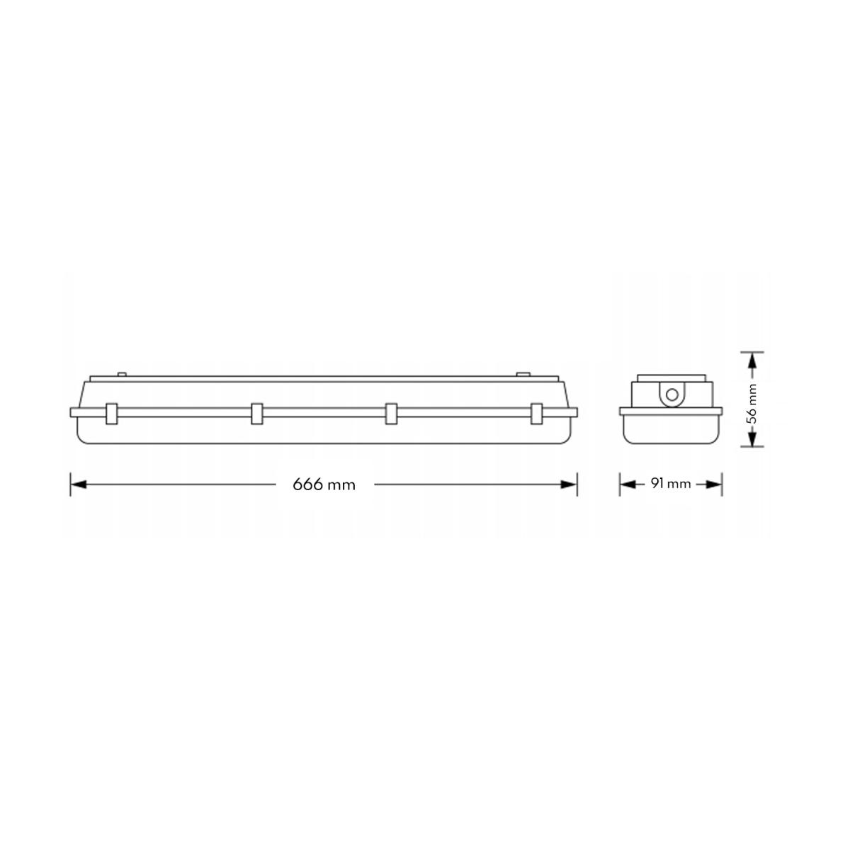 Pantalla Estanca para dos tubo LED Lage 600 mm