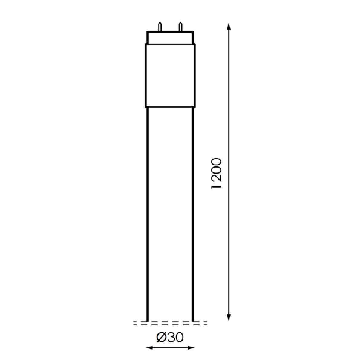 Tubo LED T8 1200 mm Stak 18W Cristal Conexión Un Lateral