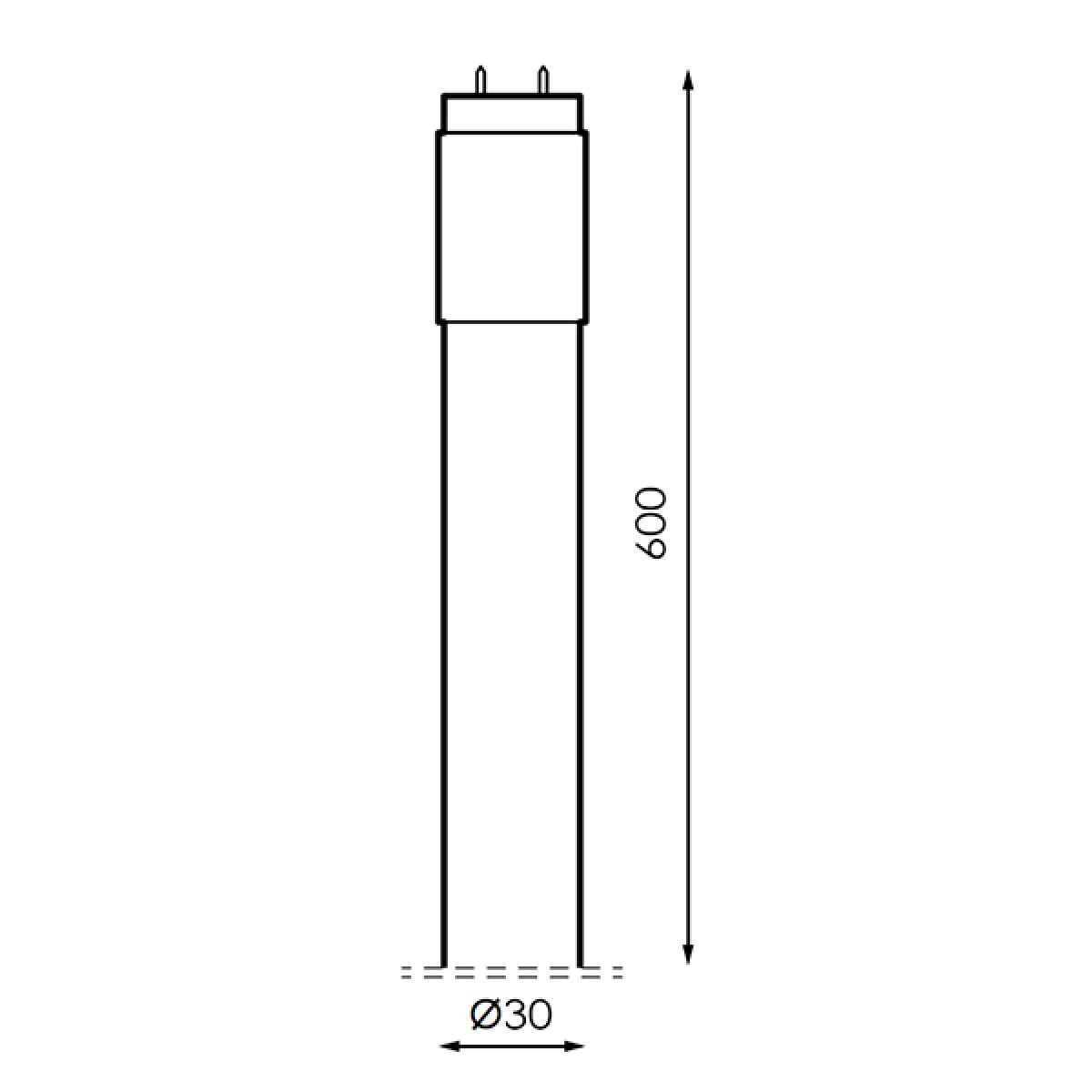 Tubo LED T8 600 mm Stak 9W Cristal Conexión Un Lateral