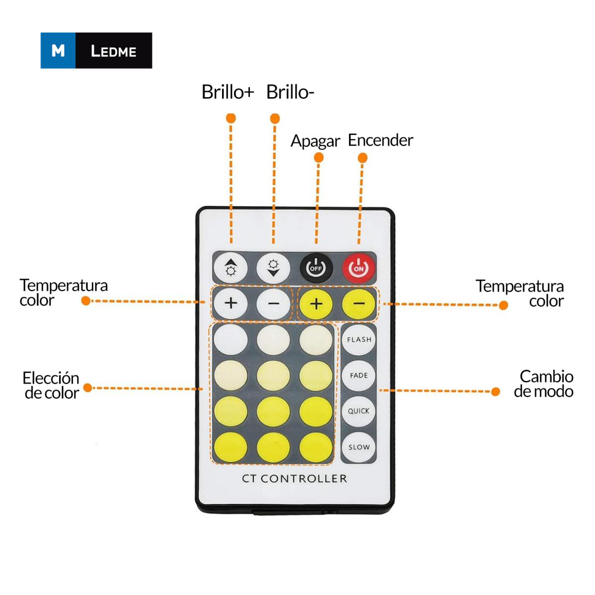 Controlador Mini Para Tiras Led CCT Con Control Remoto Por Ir