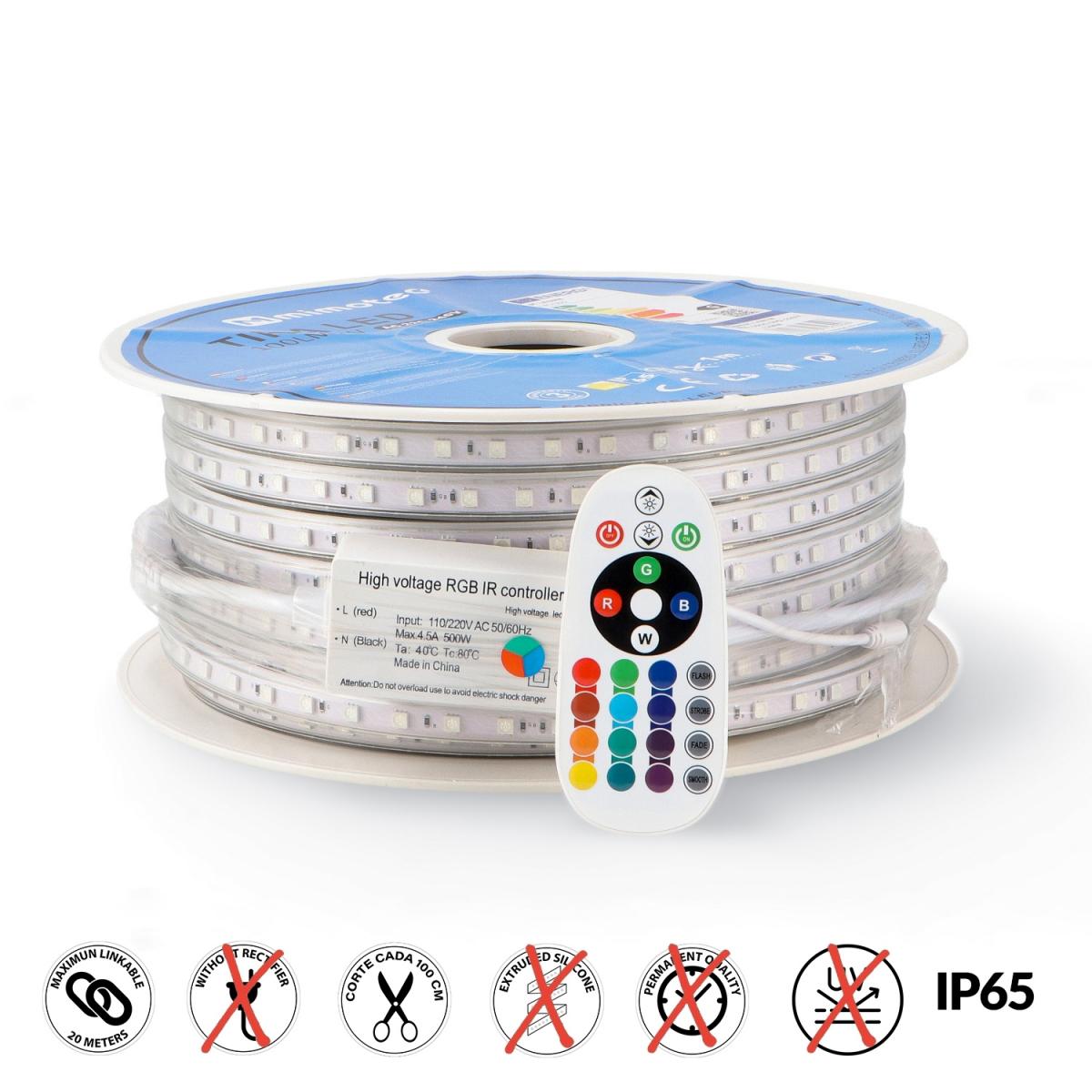 Tira de LED 220VAC 14,4W/m RGB - 50 metros SMD5050 Fast
