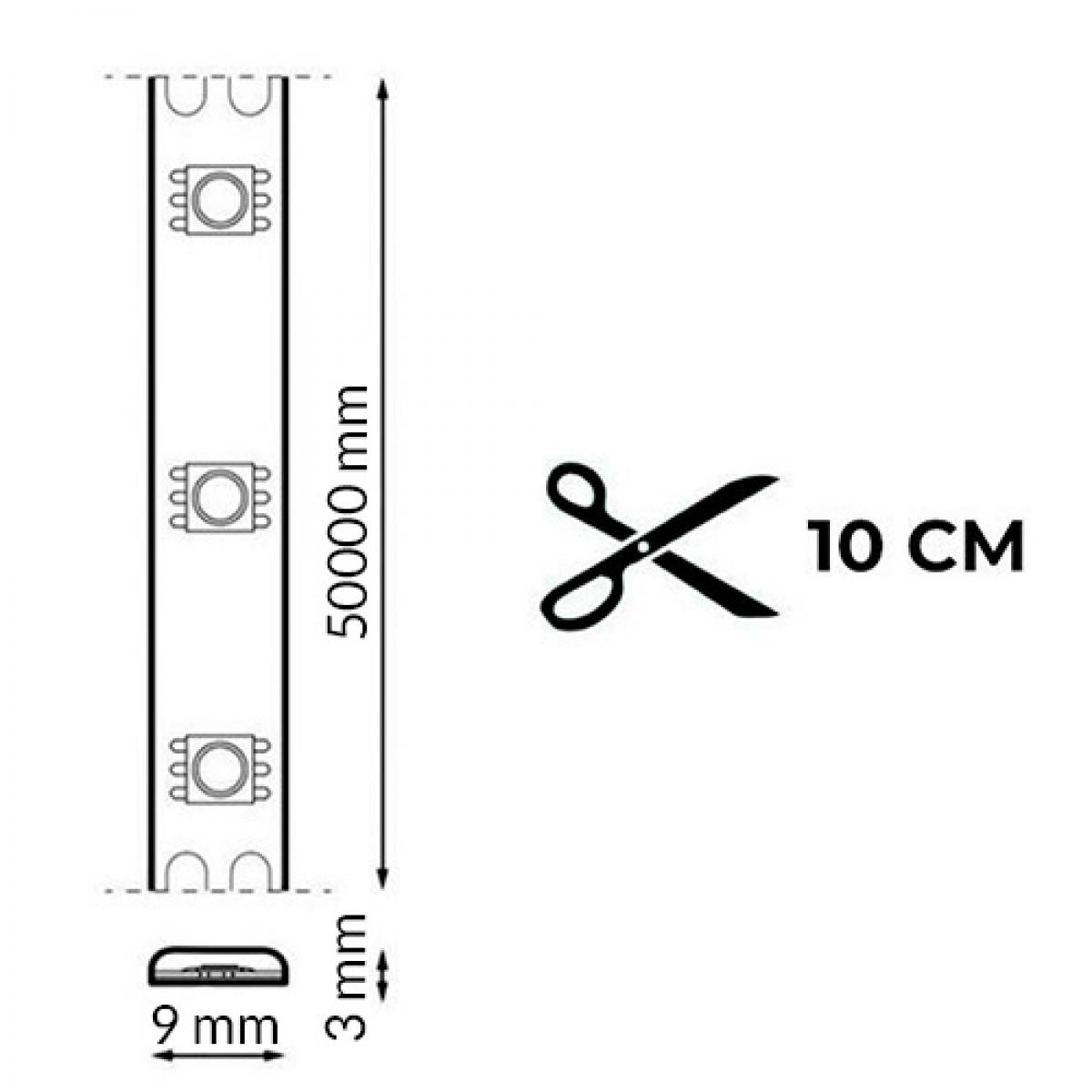 Tira de LED 220V AC SMD2835 Ecofast 10W/m IP65 - 50 metros