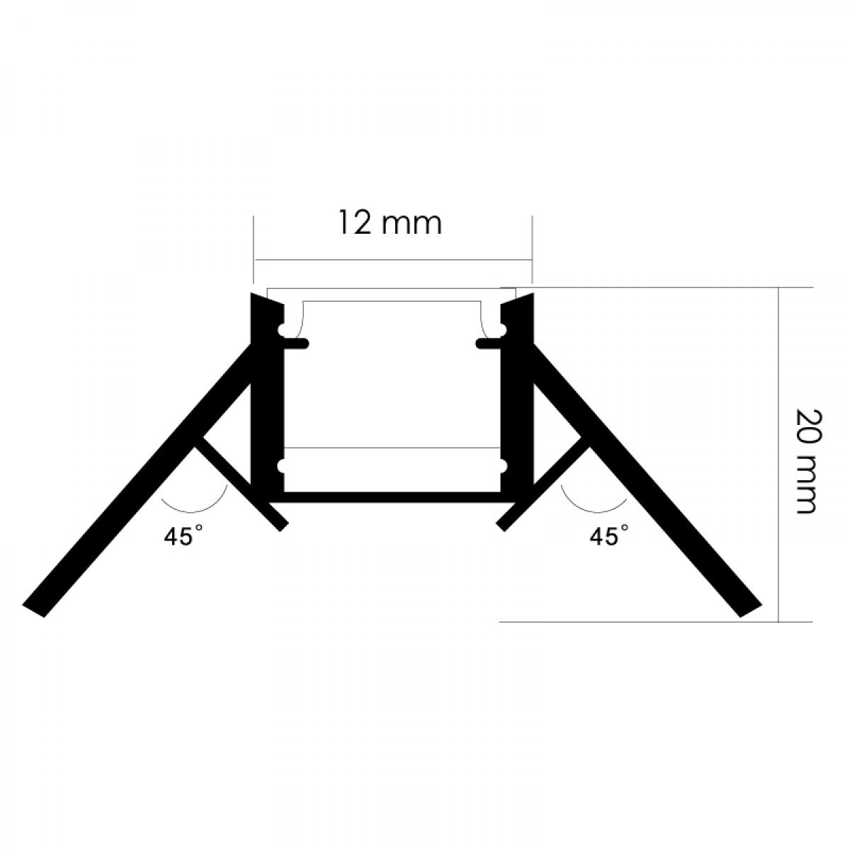 Perfil de aluminio Nisen empotrable Esquina 12/24V 2 metros - DSC