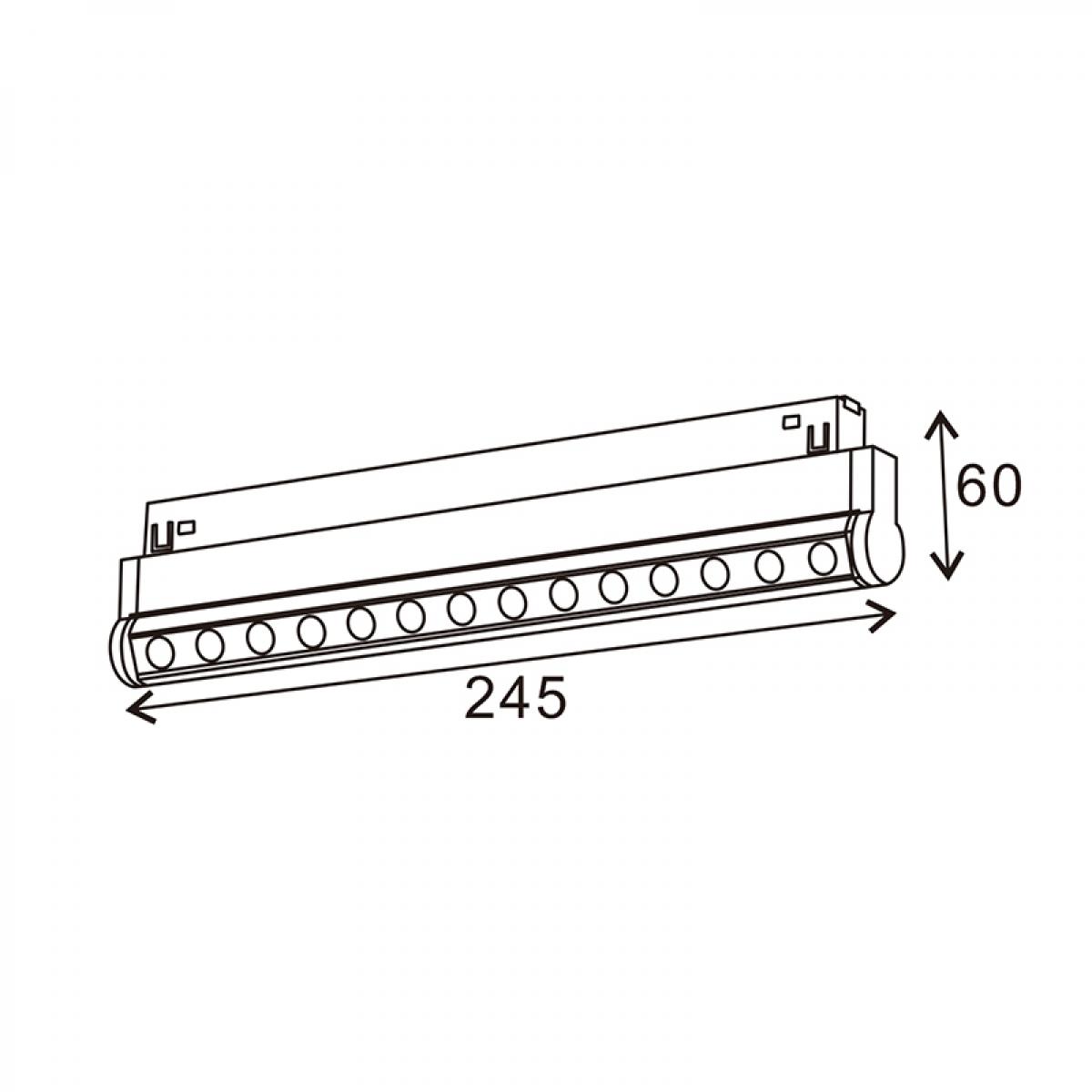 Foco LED Linéaire Detail 12W para carril magnético Blanco 48V-16
