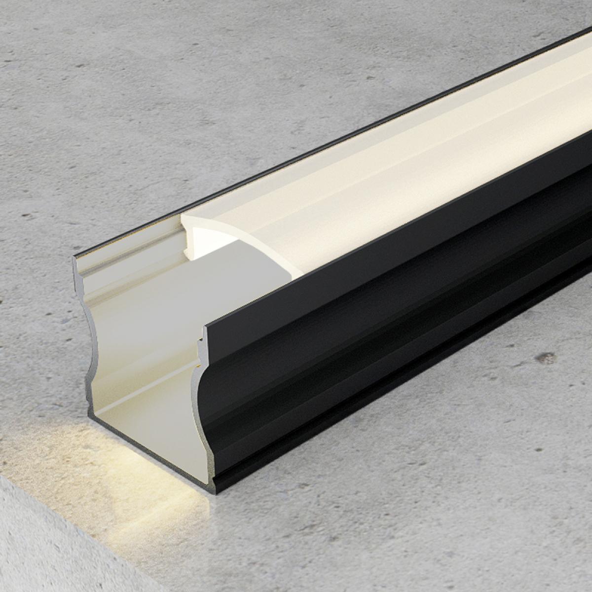 Perfil de aluminio High Lacado Negro - 2 metros