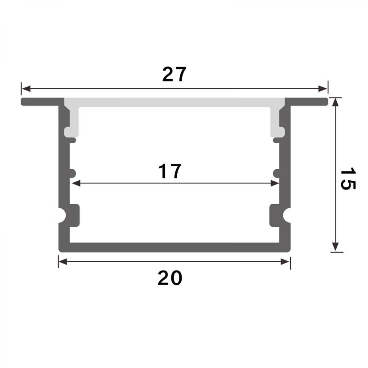 Perfil de aluminio Hev - 2 metros
