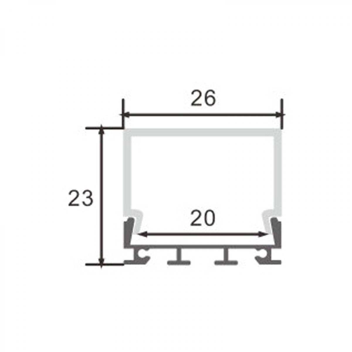 Perfil de aluminio Cubik - 2 metros