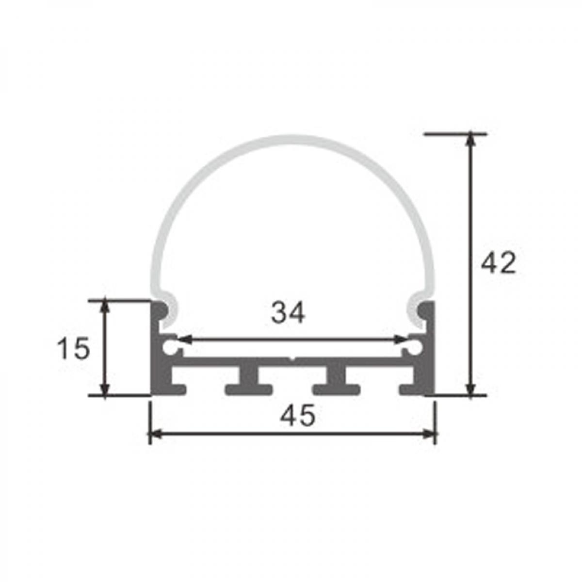 Perfil de aluminio Oval - 2 metros