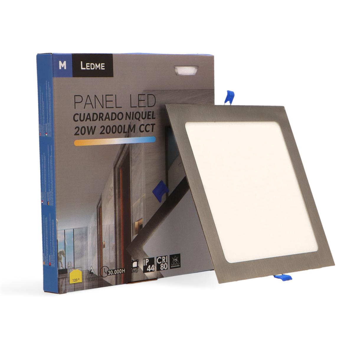 Panel LED Cuadrado Niquel 20W CCT