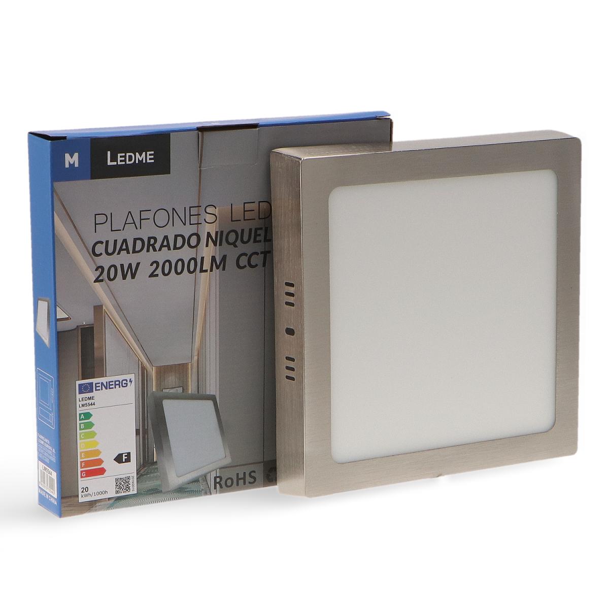 Panel de Superficie Niquel Cuadrado 20W CCT