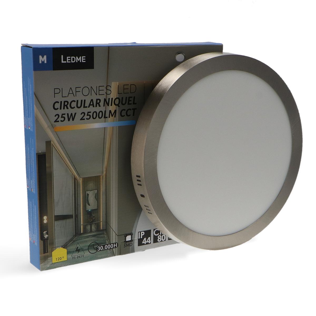 Panel de Superficie Niquel Circular 25W CCT