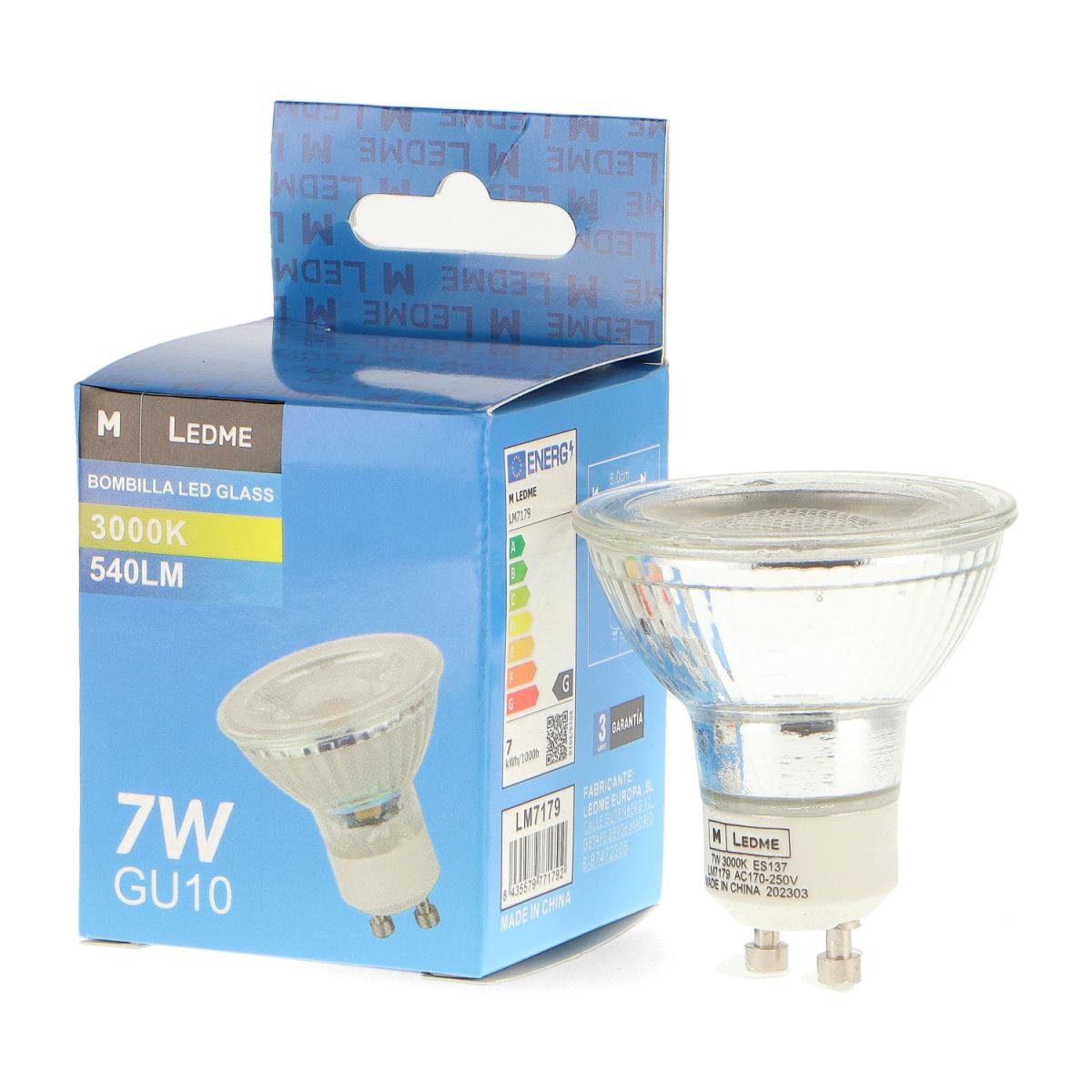 Bombilla LED GU10 Glass 7W 38º