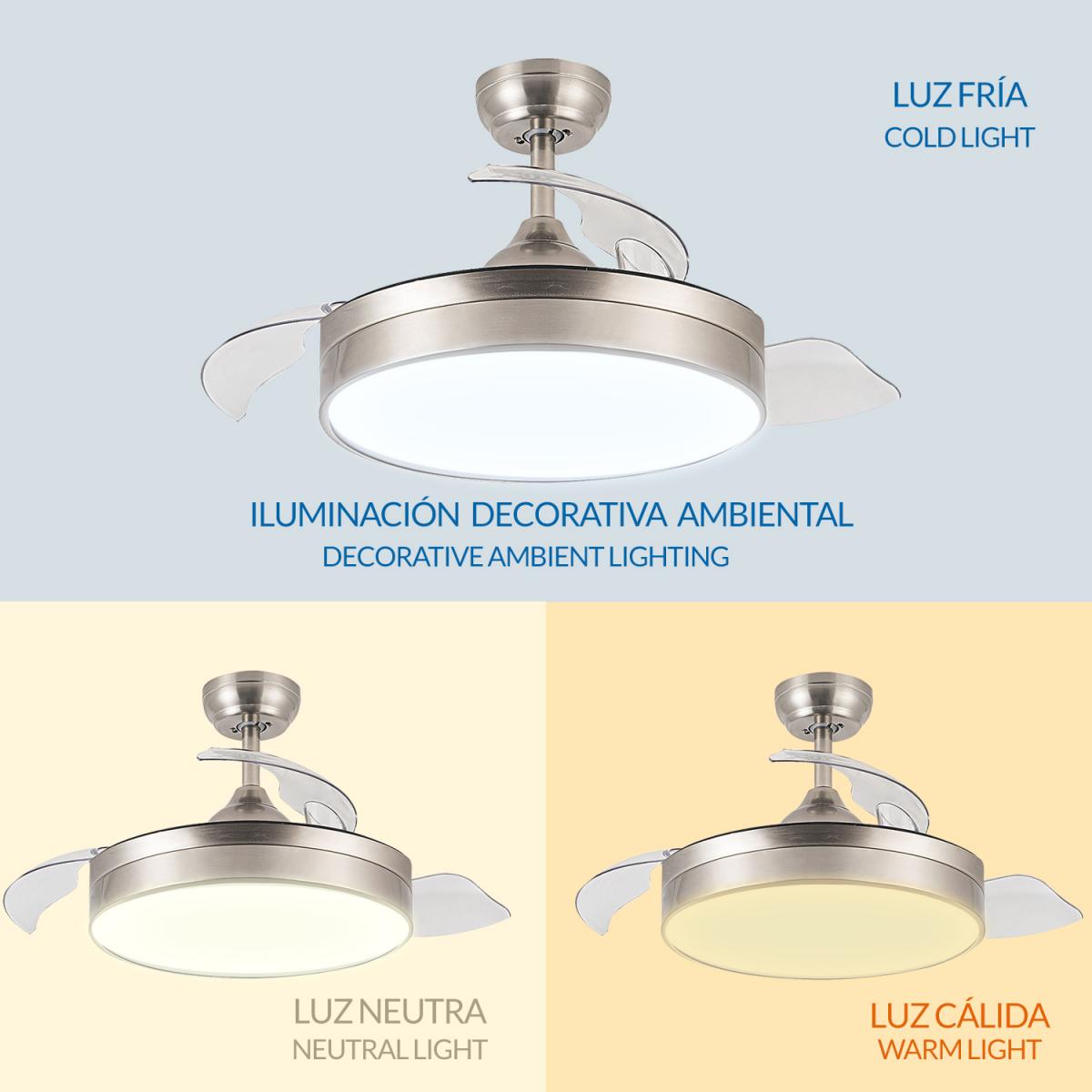 Ventilador de techo LED Messe Níquel ø107 Cm