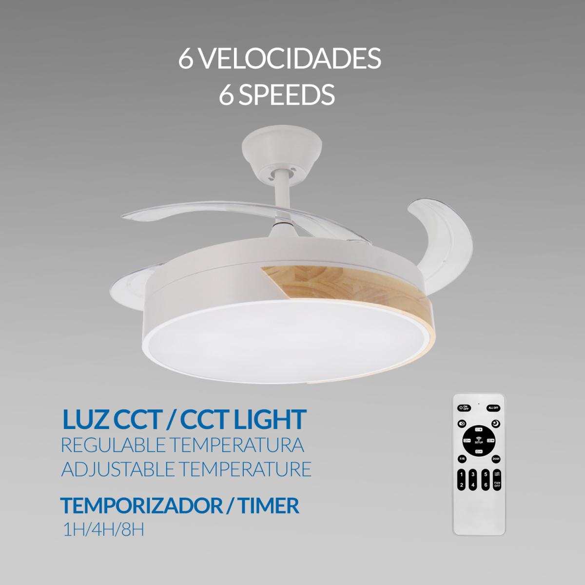 Ventilador de Techo Led Messe Madera Ø107 cm