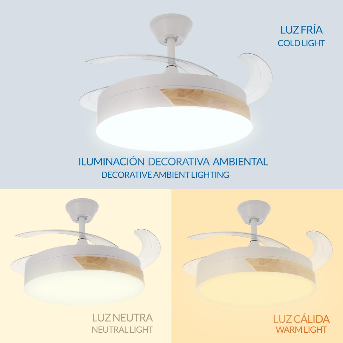 Ventilador de Techo Led Messe Madera Ø107 cm