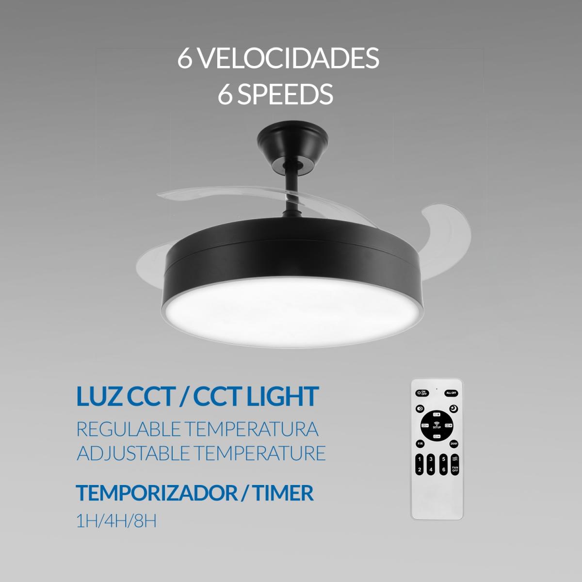 Ventilador de techo LED Messe Negro Ø107 cm