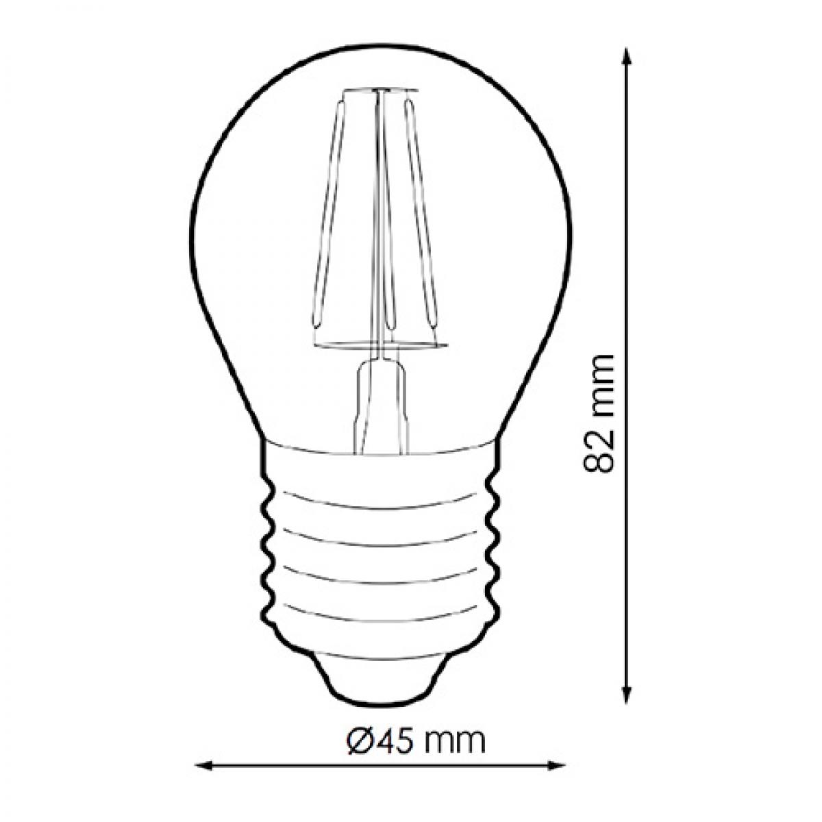 Bombilla LED Filamento E27 G45 4W Ámbar