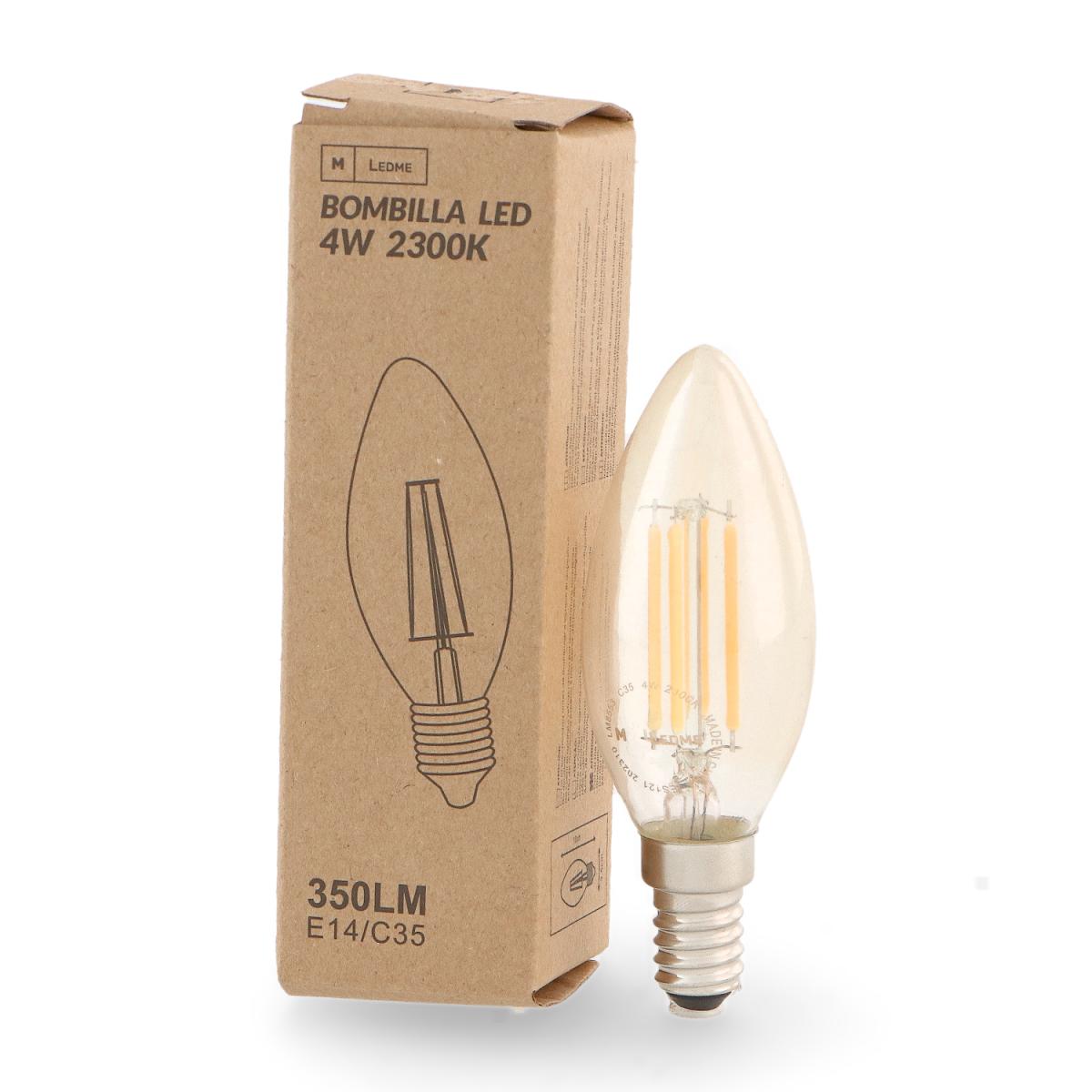 Bombilla LED Filamento E14 C35 4W Ámbar