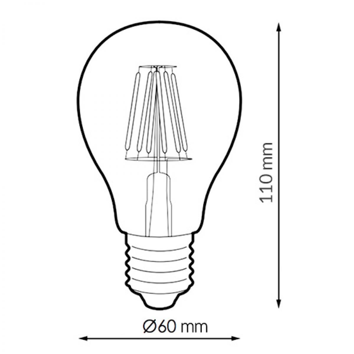 Bombilla LED Filamento E27 A60 4W Ámbar