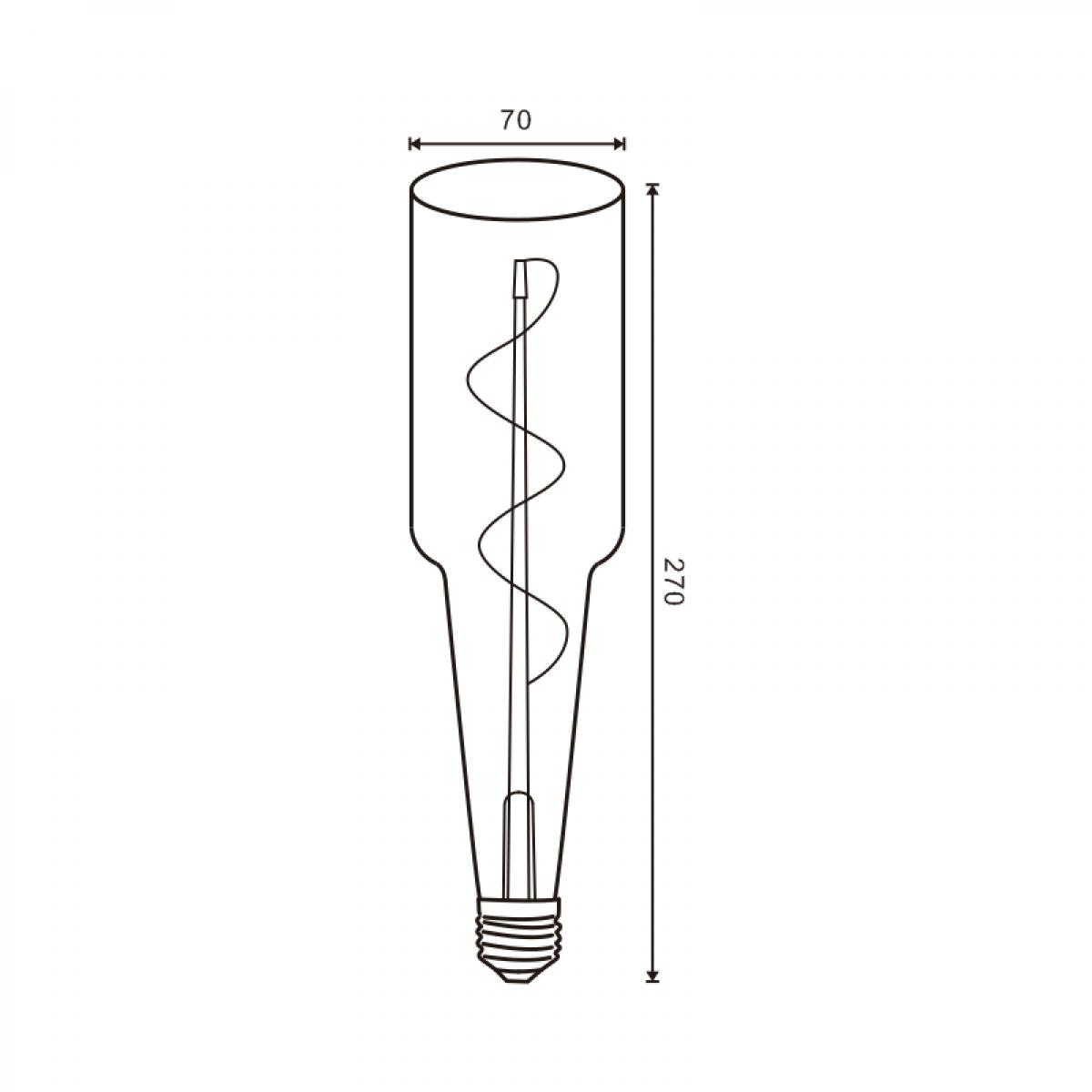 Bombilla LED Filamento Espiral E27 Botella 70 mm 4W Ámbar