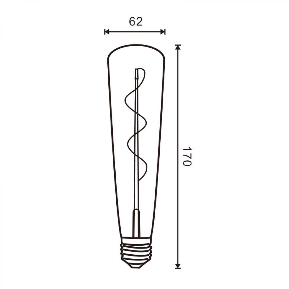 Bombilla LED Filamento Espiral E27 Botella 62 mm 4W Ámbar